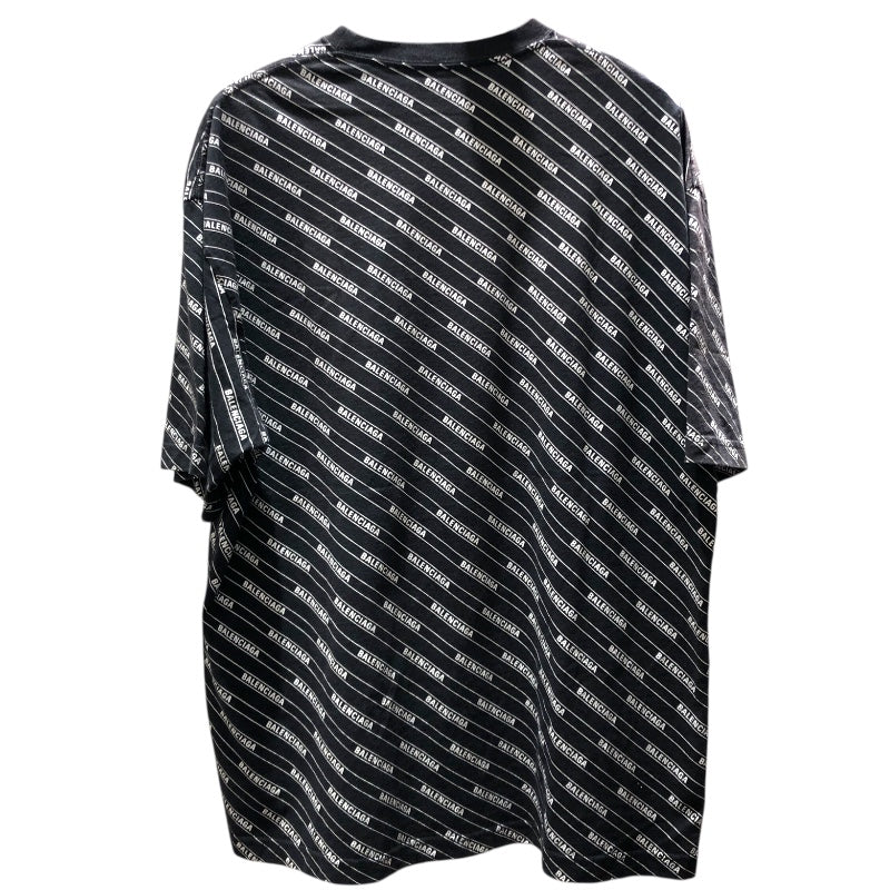 バレンシアガ BALENCIAGA ロゴライン 半袖Tシャツ 570805 ブラック コットン メンズ 半袖Ｔシャツ