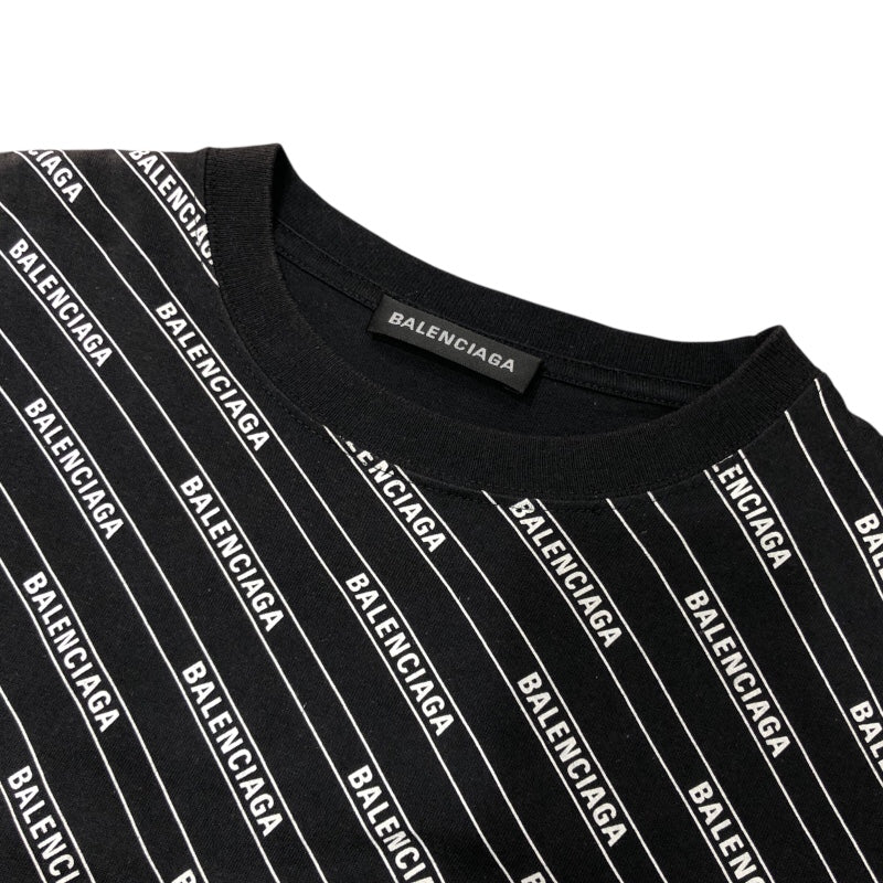 バレンシアガ BALENCIAGA ロゴライン 半袖Tシャツ 570805 ブラック コットン メンズ 半袖Ｔシャツ