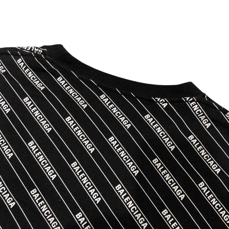 バレンシアガ BALENCIAGA ロゴライン 半袖Tシャツ 570805 ブラック コットン メンズ 半袖Ｔシャツ