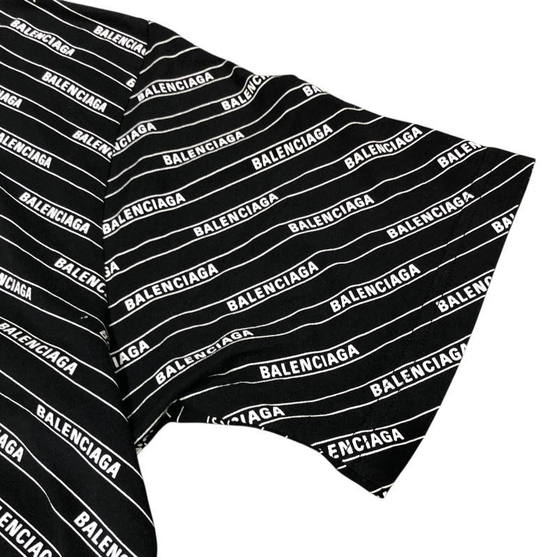 バレンシアガ BALENCIAGA ロゴライン 半袖Tシャツ 570805 ブラック コットン メンズ 半袖Ｔシャツ