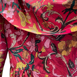 エルメス HERMES 花柄長袖ワンピース レッド シルク レディース ワンピース