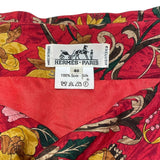エルメス HERMES 花柄長袖ワンピース レッド シルク レディース ワンピース