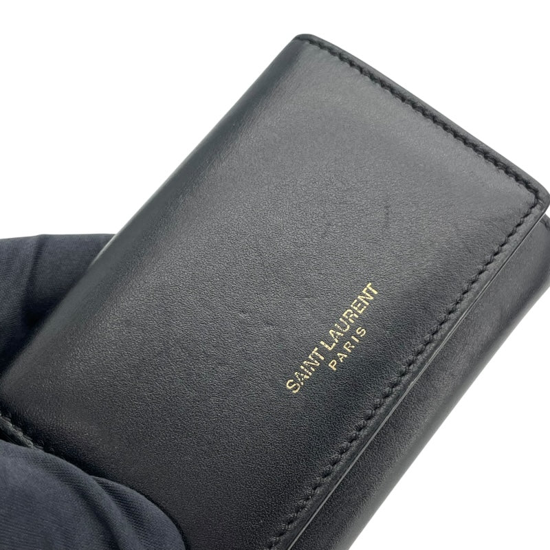 極美✨付属あり✨サンローラン キーケース 6連 キャビアスキン Vステッチ 黒 サンローラン SAINT LAURENT キーケース グレインレザー 6連