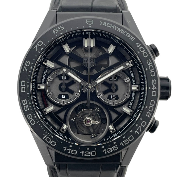 タグ・ホイヤー TAG HEUER カレラ キャリバーホイヤー02T クロノグラフ トゥールビヨン CAR5A90.FC6415 ブラック セラミック/ラバーベルト 自動巻き メンズ 腕時計