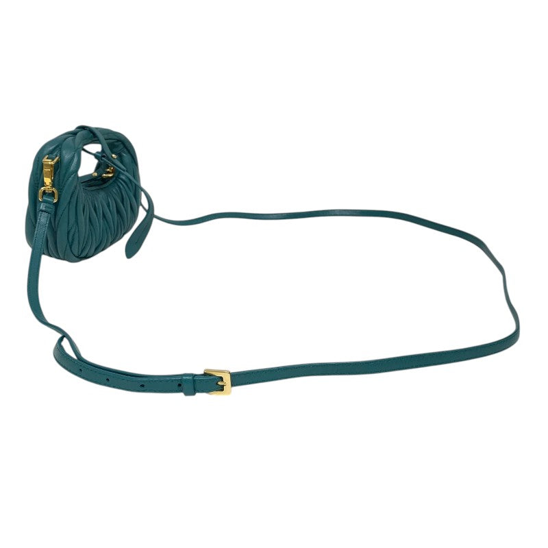ミュウミュウ miu miu ワンダーマテラッセレザー ホーボーバッグ 5NR019 グリーン ラムレザー レディース ショルダーバッグ ポーチ