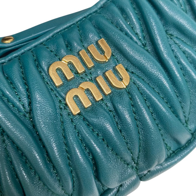 ミュウミュウ miu miu ワンダーマテラッセレザー ホーボーバッグ 5NR019 グリーン ラムレザー レディース ショルダーバッグ ポーチ