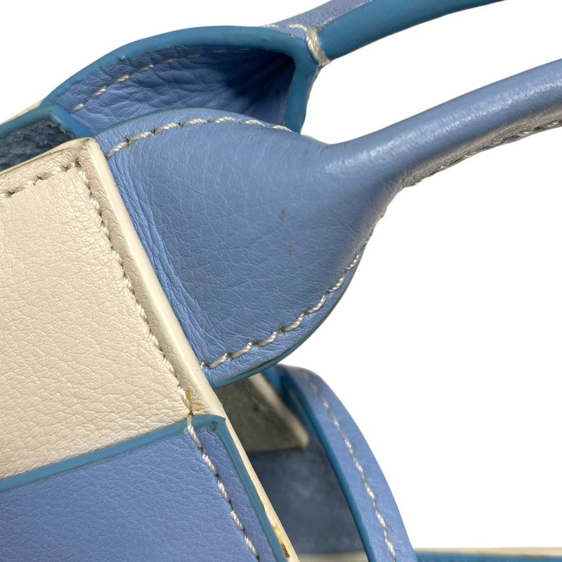 ロエベ LOEWE ウーブンバスケット ミニ 321.14.T24 ライトブルー×ホワイト カーフレザー レディース ハンドバッグ ショルダーバッグ