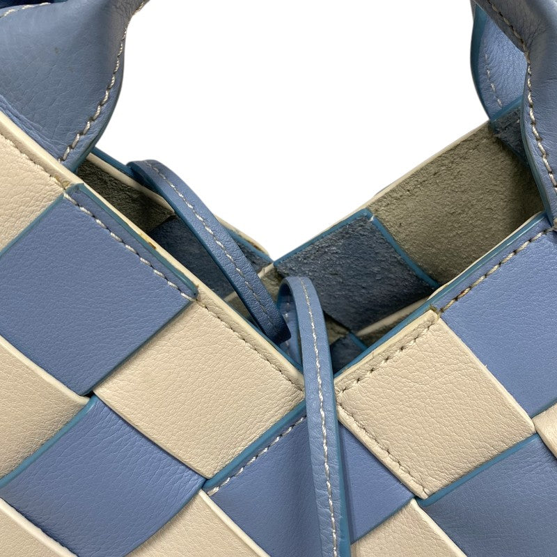 ロエベ LOEWE ウーブンバスケット ミニ 321.14.T24 ライトブルー×ホワイト カーフレザー レディース ハンドバッグ ショルダーバッグ