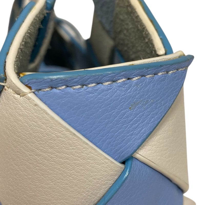 ロエベ LOEWE ウーブンバスケット ミニ 321.14.T24 ライトブルー×ホワイト カーフレザー レディース ハンドバッグ ショルダーバッグ
