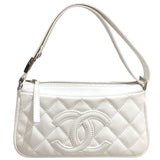 シャネル CHANEL ココマークセミショルダーバッグ ホワイト/シルバー金具 キャビアスキン レディース ショルダーバッグ