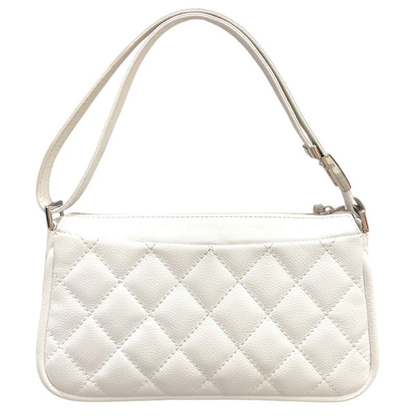 シャネル CHANEL ココマークセミショルダーバッグ ホワイト/シルバー金具 キャビアスキン レディース ショルダーバッグ