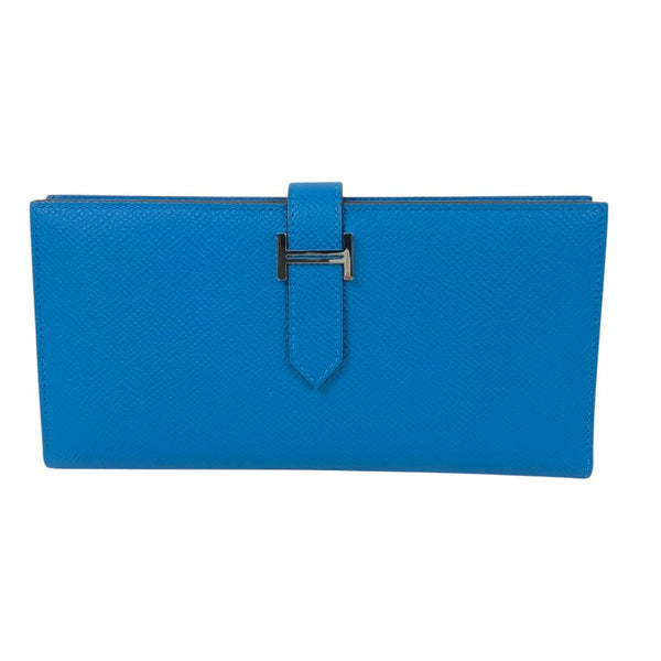 エルメス HERMES ベアンスフレ W刻印　(2024年製) ブルーザンジバル シルバー金具 ヴォーエプソン レディース 長財布