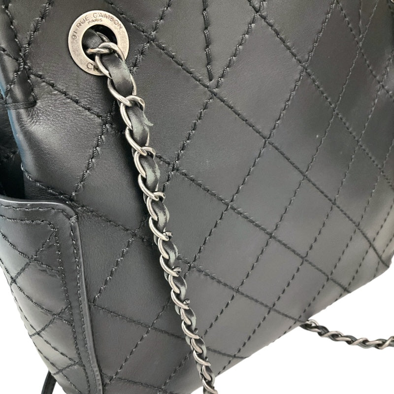 シャネル CHANEL ワイルドステッチ 2WAYバッグ A94231 ブラック/シルバー金具 カーフ レディース ハンドバッグ