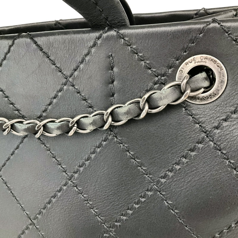シャネル CHANEL ワイルドステッチ 2WAYバッグ A94231 ブラック/シルバー金具 カーフ レディース ハンドバッグ