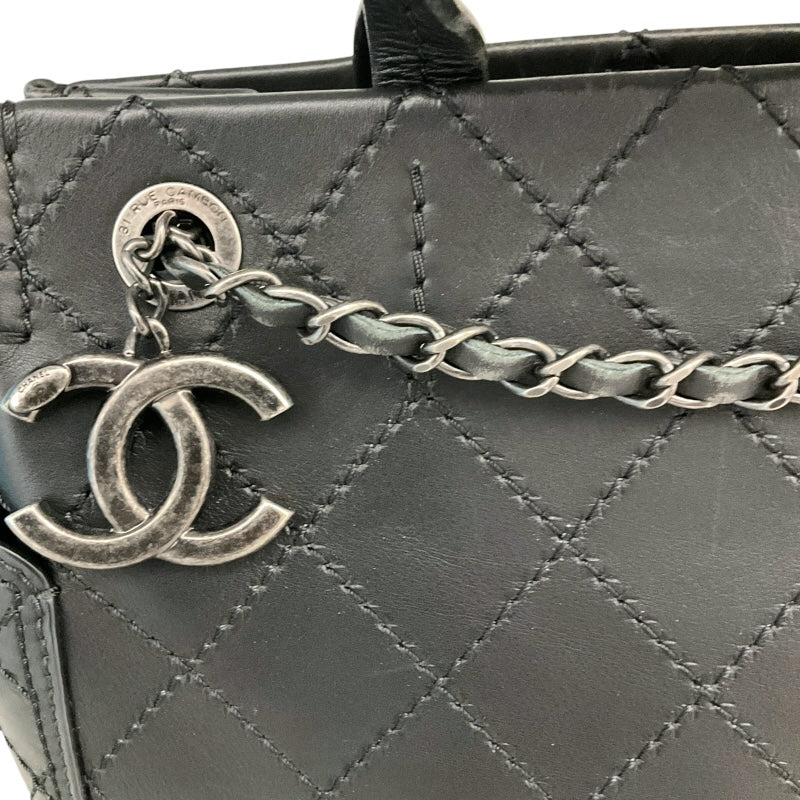 シャネル CHANEL ワイルドステッチ 2WAYバッグ A94231 ブラック/シルバー金具 カーフ レディース ハンドバッグ