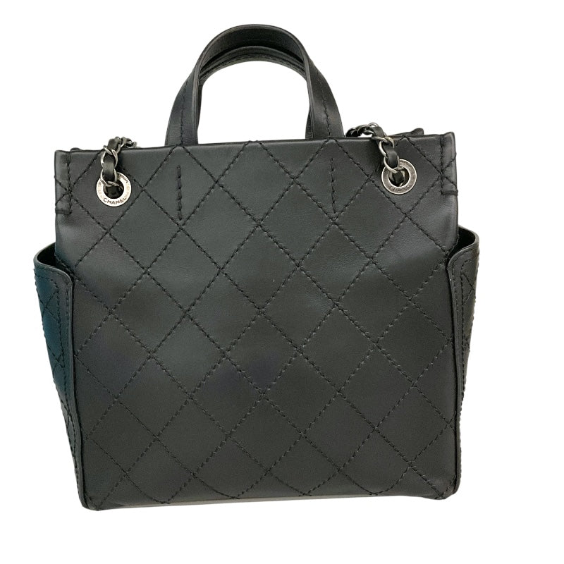 シャネル CHANEL ワイルドステッチ 2WAYバッグ A94231 ブラック/シルバー金具 カーフ レディース ハンドバッグ