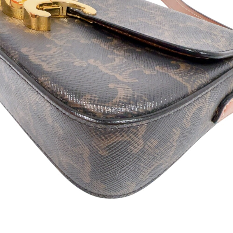 セリーヌ CELINE ショルダーバッグ クロード 194142 ブラウン　ゴールド金具 トリオンフキャンバス レディース ショルダーバッグ