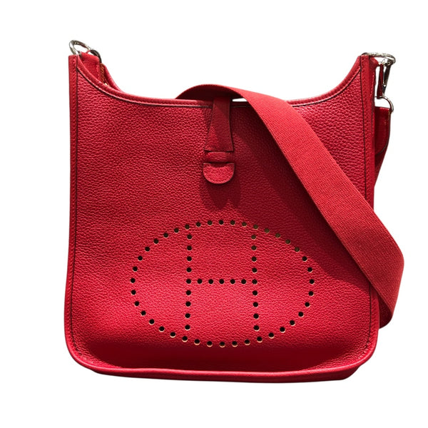 エルメス HERMES エヴリン１　PM 刻印不鮮明 レッド　シルバー金具 トリヨン レディース ショルダーバッグ