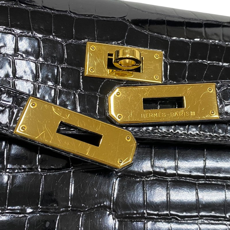 エルメス HERMES ケリー32 外縫い □C刻 ブラック ゴールド金具 ポロサスリセ レディース ハンドバッグ ショルダーバッグ