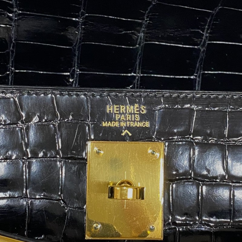 エルメス HERMES ケリー32 外縫い □C刻 ブラック ゴールド金具 ポロサスリセ レディース ハンドバッグ ショルダーバッグ