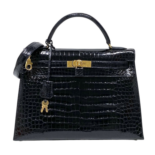 エルメス HERMES ケリー32 外縫い □C刻 ブラック ゴールド金具 ポロサスリセ レディース ハンドバッグ ショルダーバッグ