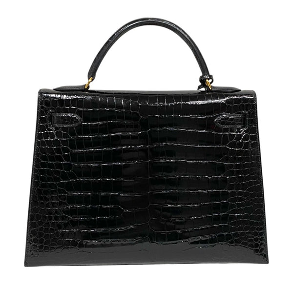 エルメス HERMES ケリー32 外縫い □C刻 ブラック ゴールド金具 ポロサスリセ レディース ハンドバッグ ショルダーバッグ