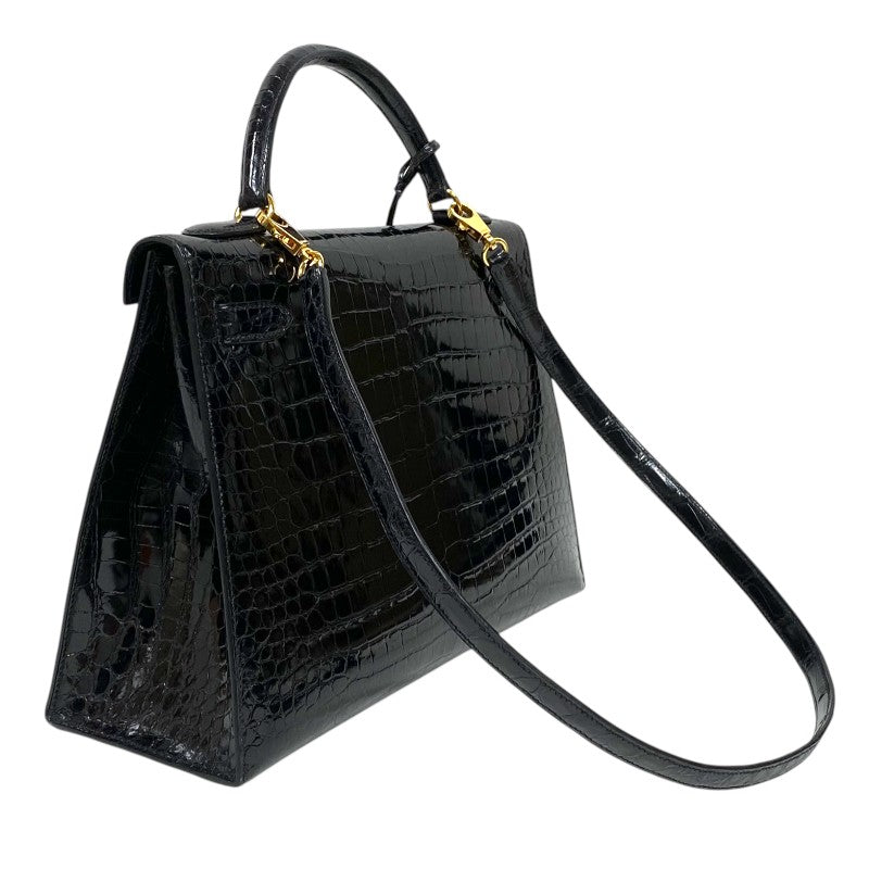 エルメス HERMES ケリー32 外縫い □C刻 ブラック ゴールド金具 ポロサスリセ レディース ハンドバッグ ショルダーバッグ