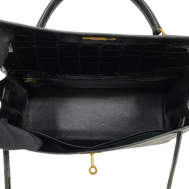 エルメス HERMES ケリー32 外縫い □C刻 ブラック ゴールド金具 ポロサスリセ レディース ハンドバッグ ショルダーバッグ