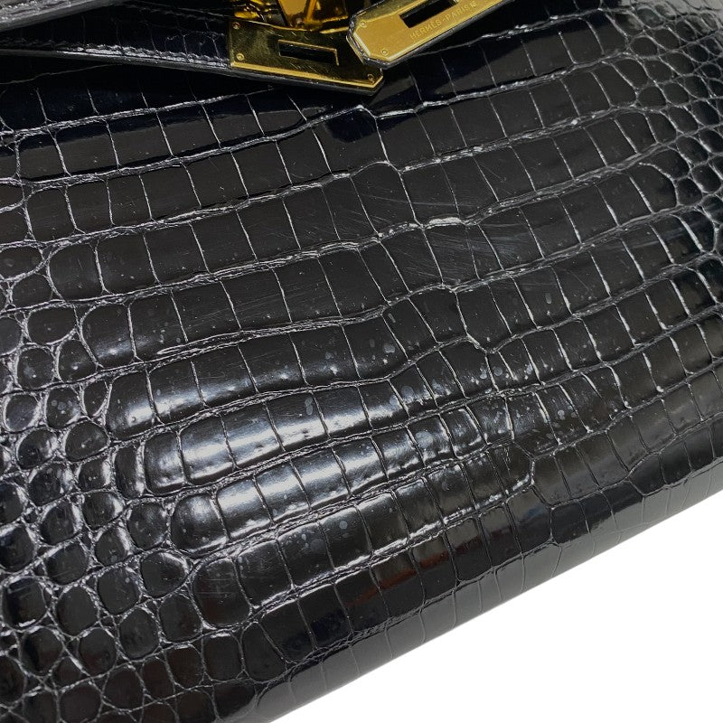エルメス HERMES ケリー32 外縫い □C刻 ブラック ゴールド金具 ポロサスリセ レディース ハンドバッグ ショルダーバッグ