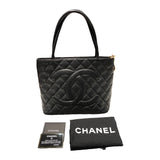 シャネル CHANEL 復刻トート A01804 ブラック キャビアスキン レディース ハンドバッグ