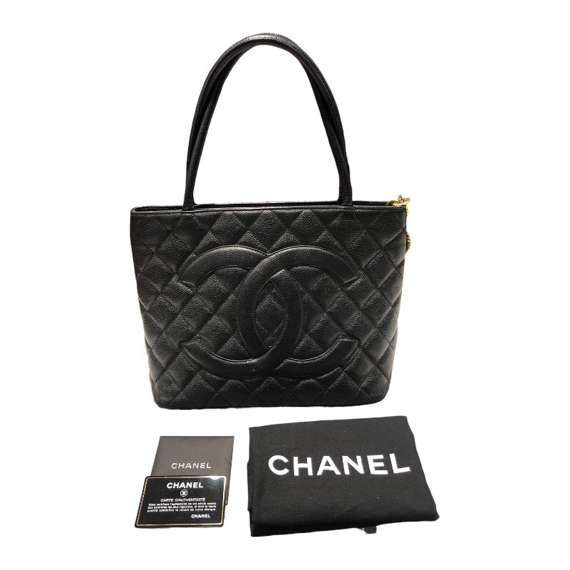 シャネル CHANEL 復刻トート A01804 ブラック キャビアスキン レディース ハンドバッグ