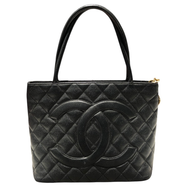シャネル CHANEL 復刻トート A01804 ブラック キャビアスキン レディース ハンドバッグ