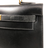 エルメス HERMES ケリー32 外縫い □C刻 ブラック ゴールド金具 ボックスカーフ レディース ハンドバッグ
