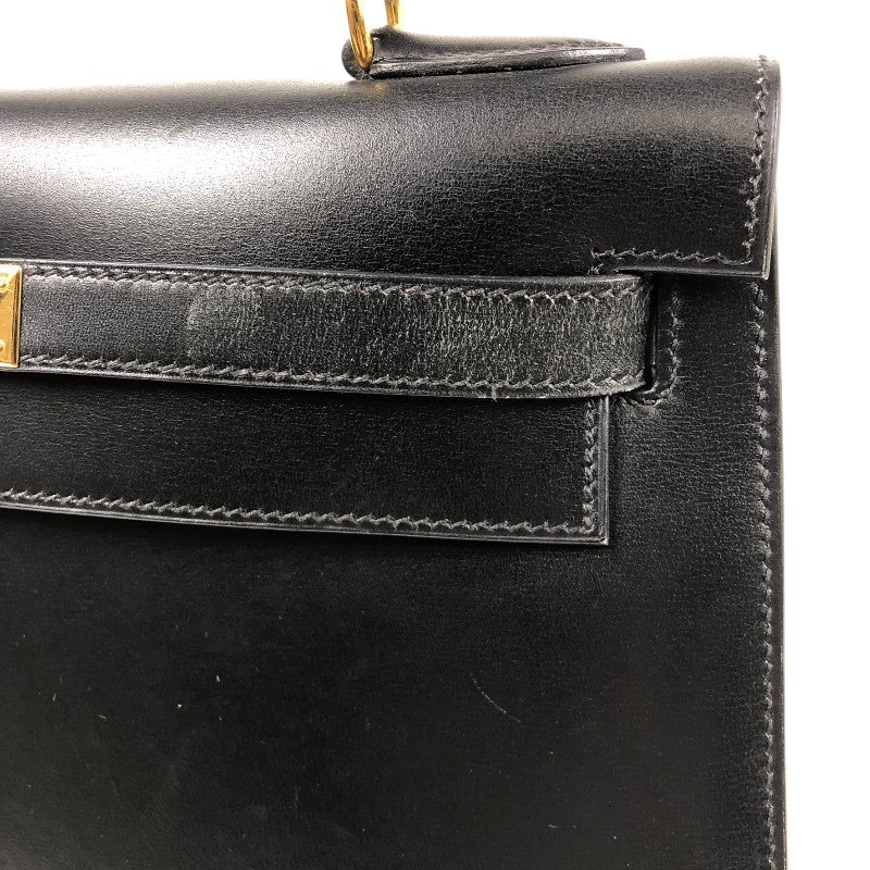 エルメス HERMES ケリー32 外縫い □C刻 ブラック ゴールド金具 ボックスカーフ レディース ハンドバッグ