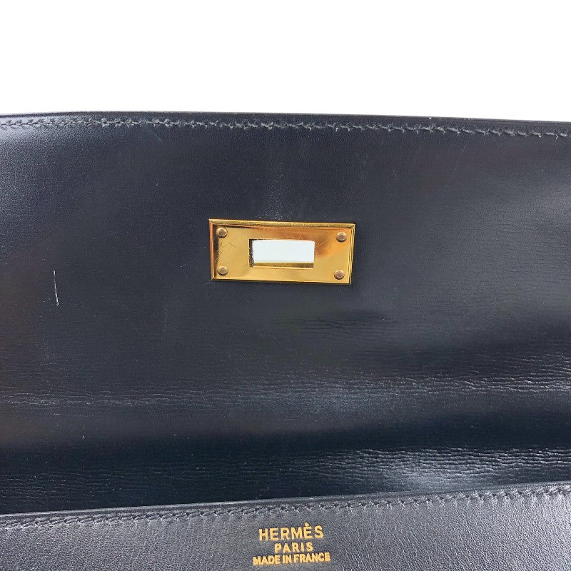 エルメス HERMES ケリー32 外縫い □C刻 ブラック ゴールド金具 ボックスカーフ レディース ハンドバッグ