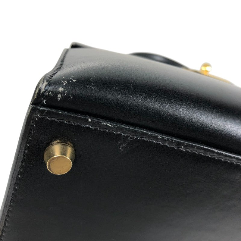 エルメス HERMES ケリー32 外縫い □C刻 ブラック ゴールド金具 ボックスカーフ レディース ハンドバッグ