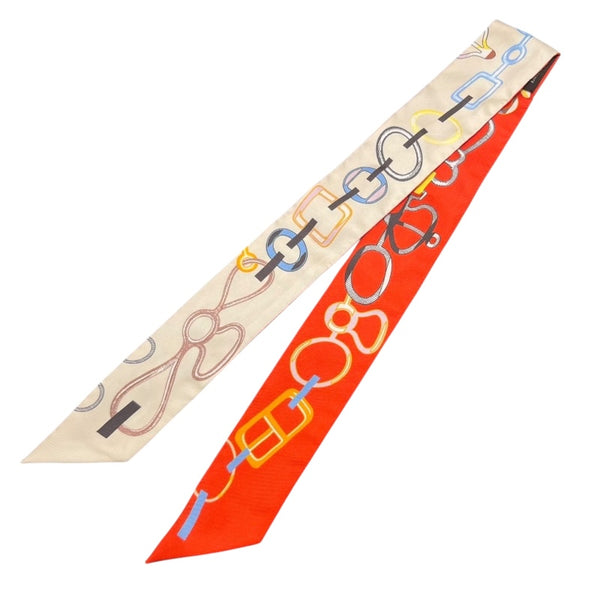 エルメス HERMES ツイリー DO RE BOUCLES クリーム・レッド シルク レディース スカーフ