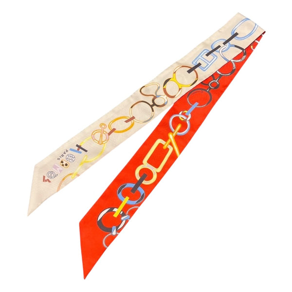 エルメス HERMES ツイリー DO RE BOUCLES クリーム・レッド シルク レディース スカーフ