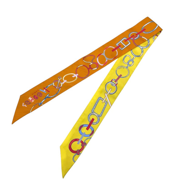 エルメス HERMES ツイリー DO RE BOUCLES イエロー シルク100％ レディース スカーフ
