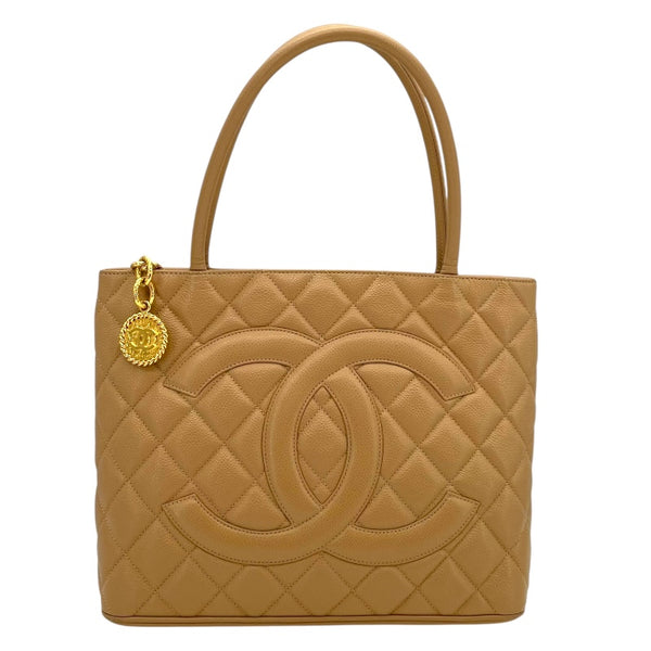 シャネル CHANEL 復刻トート A01804  7番台 ベージュ キャビアスキン レディース ハンドバッグ