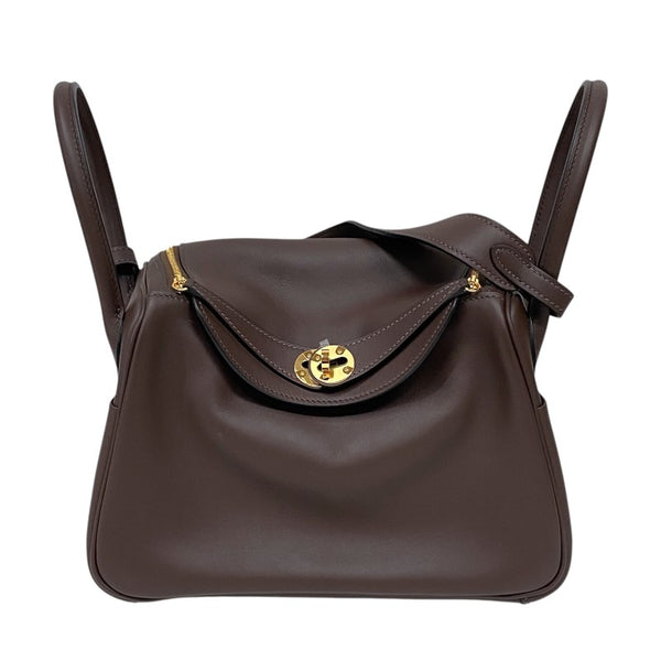 エルメス HERMES リンディ26 ヴェルソ W刻 モカ×ニューブルージーン ゴールド金具 スイフト レディース ショルダーバッグ