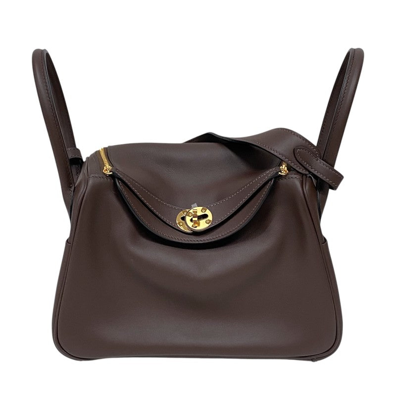 エルメス HERMES リンディ26 ヴェルソ W刻 モカ×ニューブルージーン ゴールド金具 スイフト レディース ショルダーバッグ