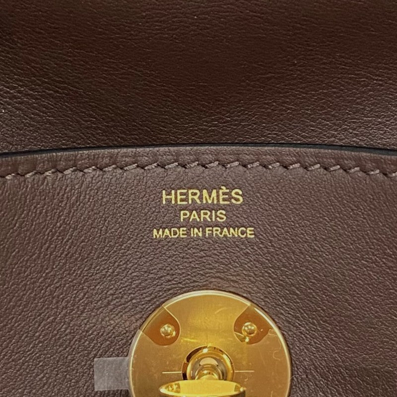 エルメス HERMES リンディ26 ヴェルソ W刻 モカ×ニューブルージーン ゴールド金具 スイフト レディース ショルダーバッグ