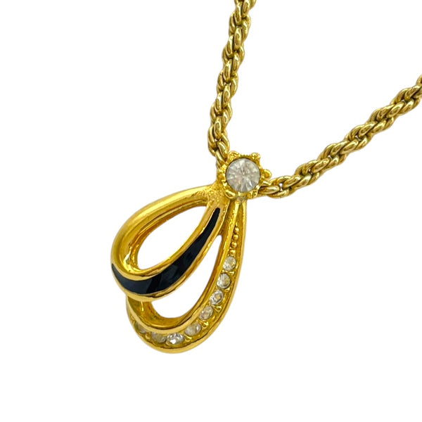 クリスチャン・ディオール Christian Dior ラインストーンネックレス ゴールド メタル アクセサリー