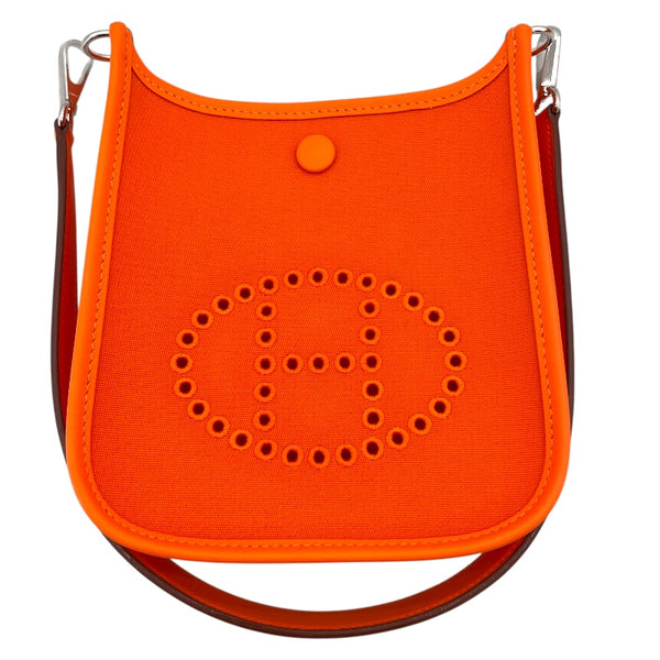 エルメス HERMES ネオエヴリンTPM W刻 オレンジ SV金具 トワル レディース ショルダーバッグ