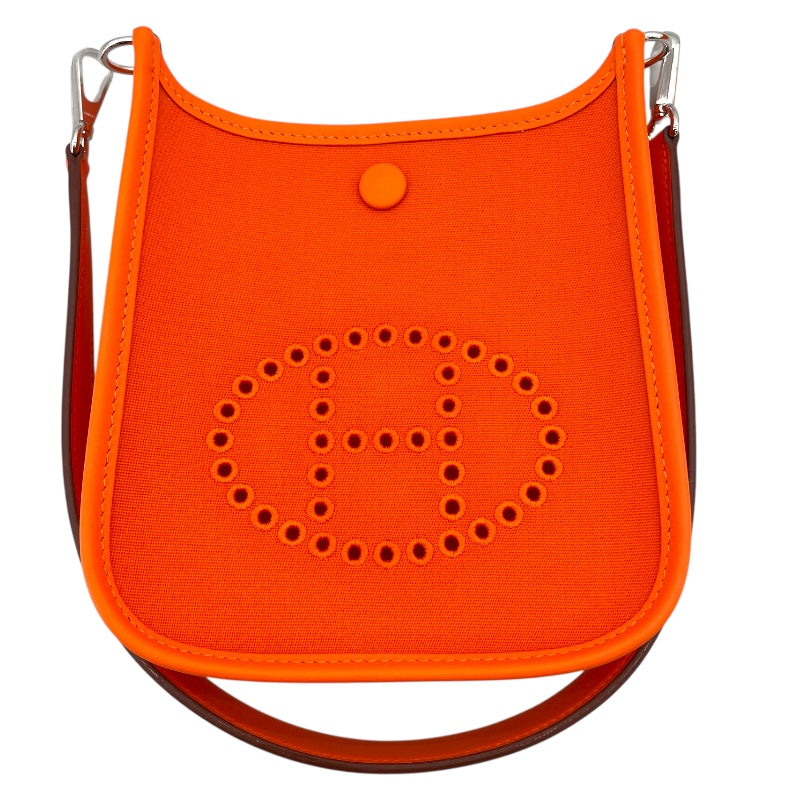 エルメス HERMES ネオエヴリンTPM W刻 オレンジ SV金具 トワル レディース ショルダーバッグ