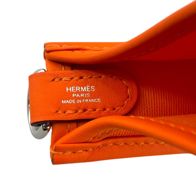 エルメス HERMES ネオエヴリンTPM W刻 オレンジ SV金具 トワル レディース ショルダーバッグ
