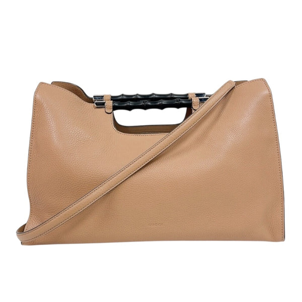 グッチ GUCCI バンプー　2WAYバッグ 370829 ベージュ　シルバー金具 レザー レディース ショルダーバッグ