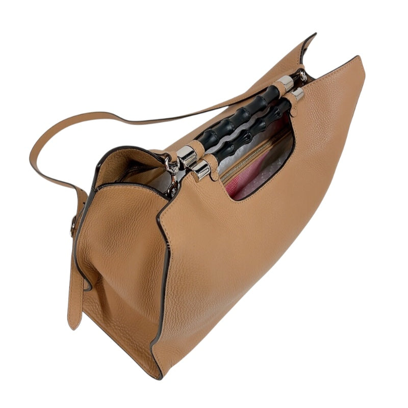 グッチ GUCCI バンプー　2WAYバッグ 370829 ベージュ　シルバー金具 レザー レディース ショルダーバッグ
