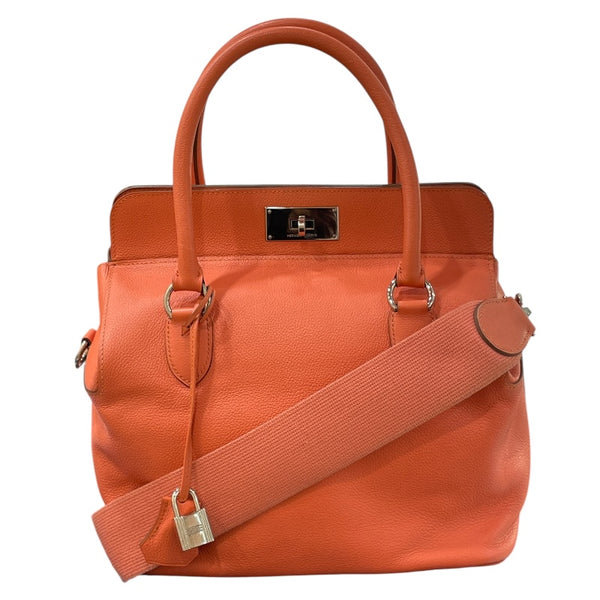 HERMES エルメス箱のみ 079 39.5×34×18.5 エルメス HERMES ツールボックス26 ▢R刻 フラミンゴ/シルバー金具